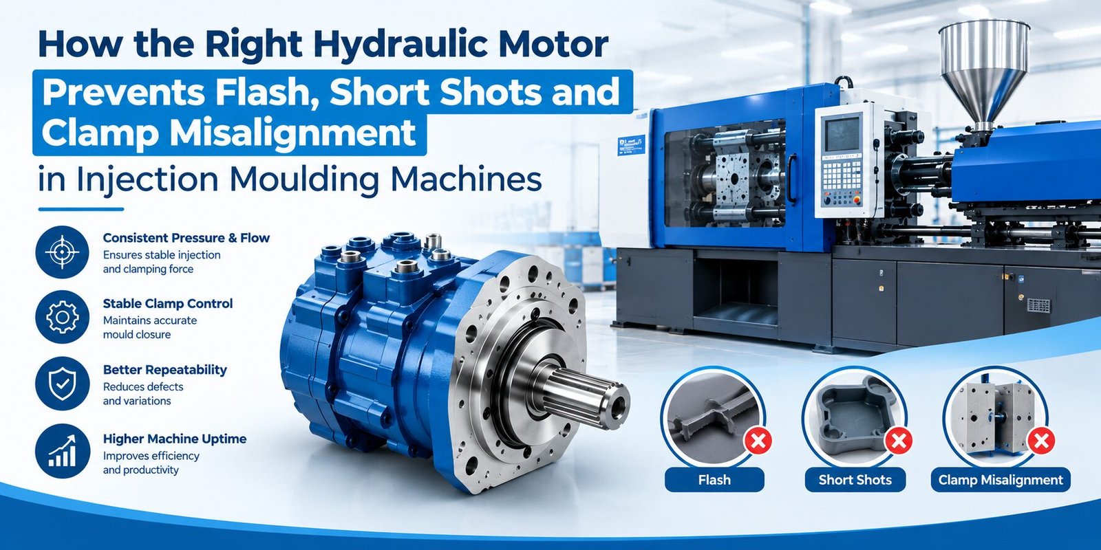 How the Right Hydraulic Motor Prevents Flash, Short Shots and Clamp Misalignment in Injection Moulding Machines
